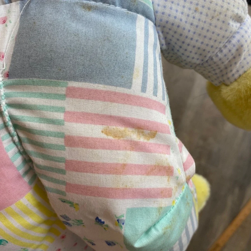 Vintage Well-Made Toy Corp Yellow Duckling Plush‎ Patchwork Overalls Hat Easter